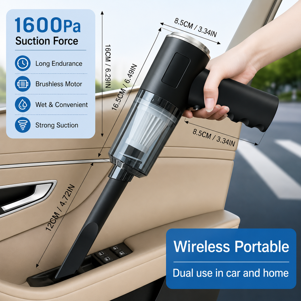Portable mini vacuum cleaner with strong suction for cleaning your car, office, keyboard and home.