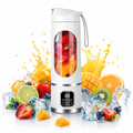 Premium portable juicer blender with digital display surrounded by fresh fruits and ice, perfect for smoothies and fresh juice.